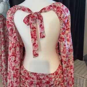 Coquette Pink Floral Backless Dress